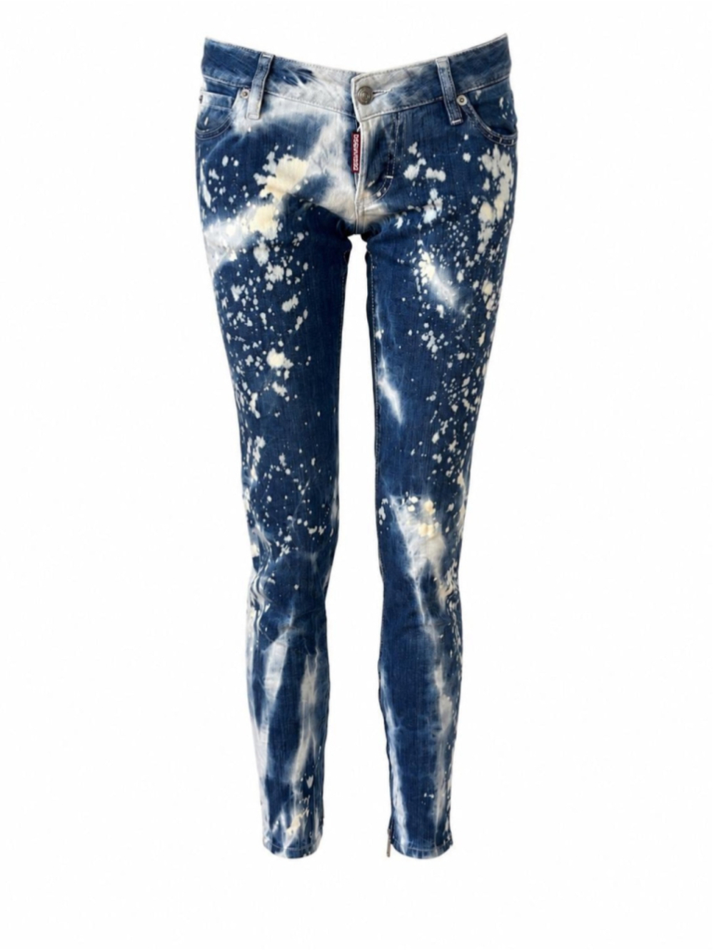 DSQUARED2 Authentic Women's Skinny Jeans Size 40 Bleach Splatter Distressed Deni